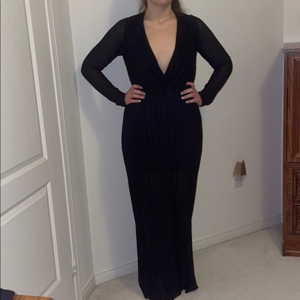 Black Deep V Maxidress NWT